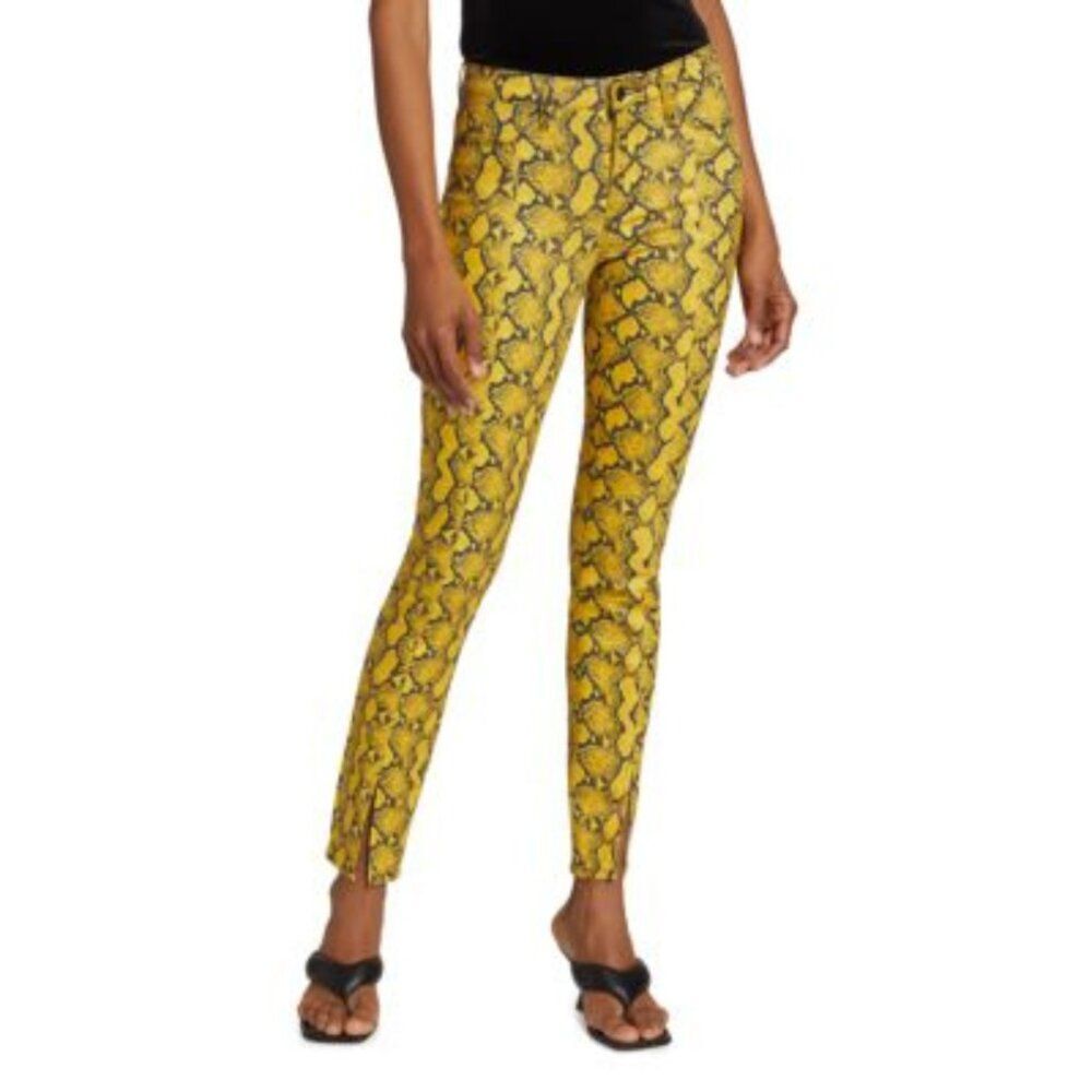 L'agence Jyothi High Rise Split Ankle Yellow Gold Paloma Snake Coated NWT 25